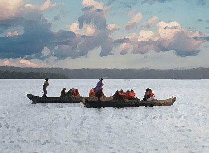 image of canoe boating in munroe island/mundrothuruthu