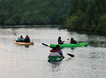 image of kayaking in munroe island/mundrothuruthu